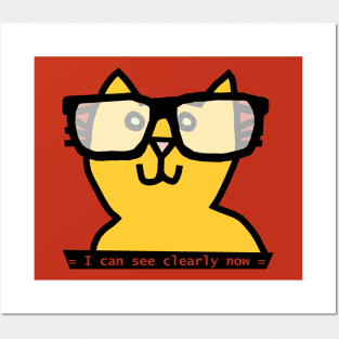 Cat in Glasses can see Clearly Now Posters and Art